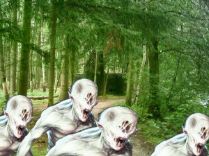 Bunker Alien Creatures. Original by Skoeger. Modified by Cryptozoology News under CC-BY-SA-3.0